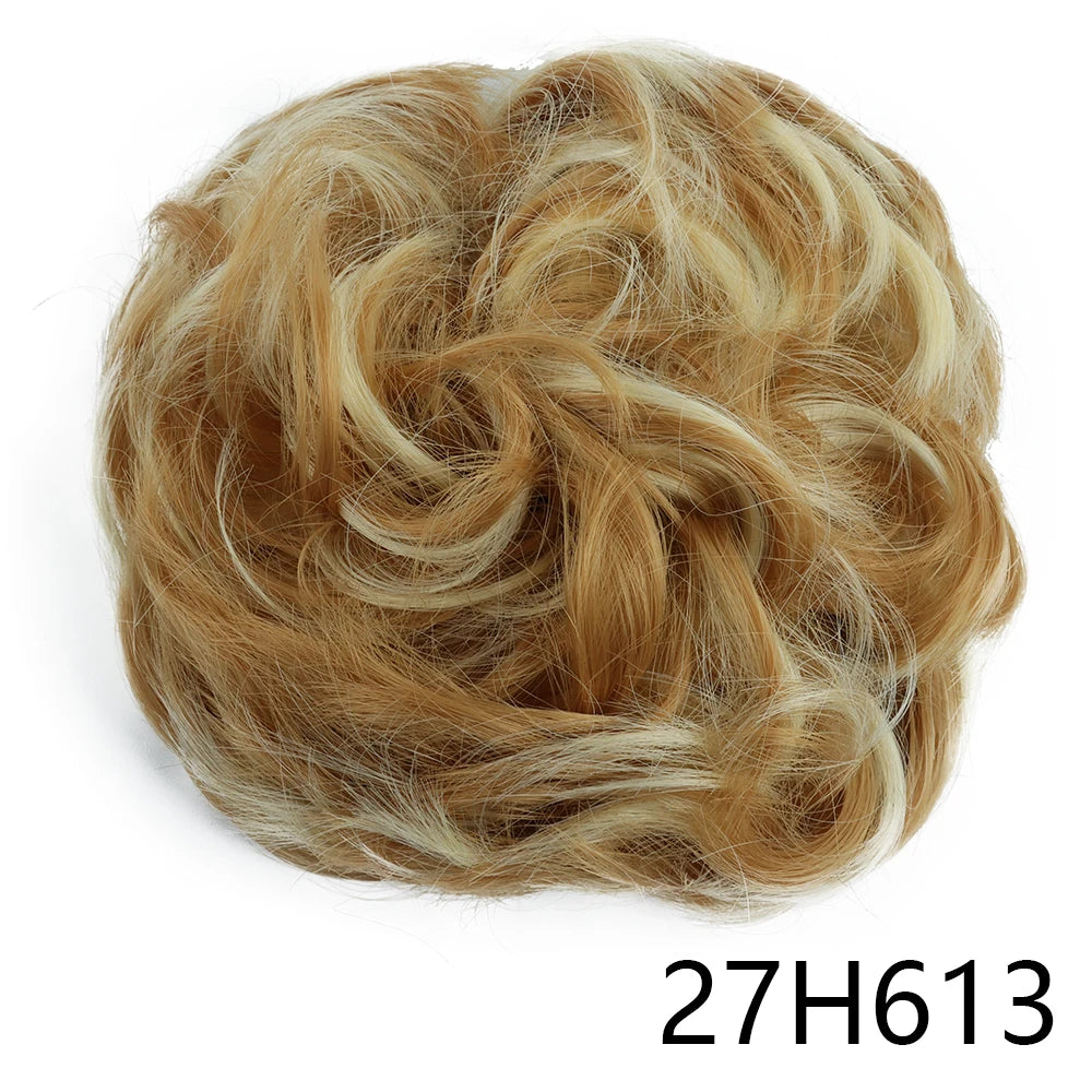 Synthetic Wavy Hair Bun Wig – Elastic Rubber Scrunchie Curly Ponytail Hair Extension for Ladies