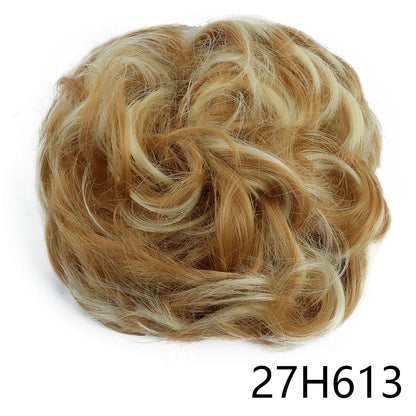 Synthetic Wavy Hair Bun Wig – Elastic Rubber Scrunchie Curly Ponytail Hair Extension for Ladies