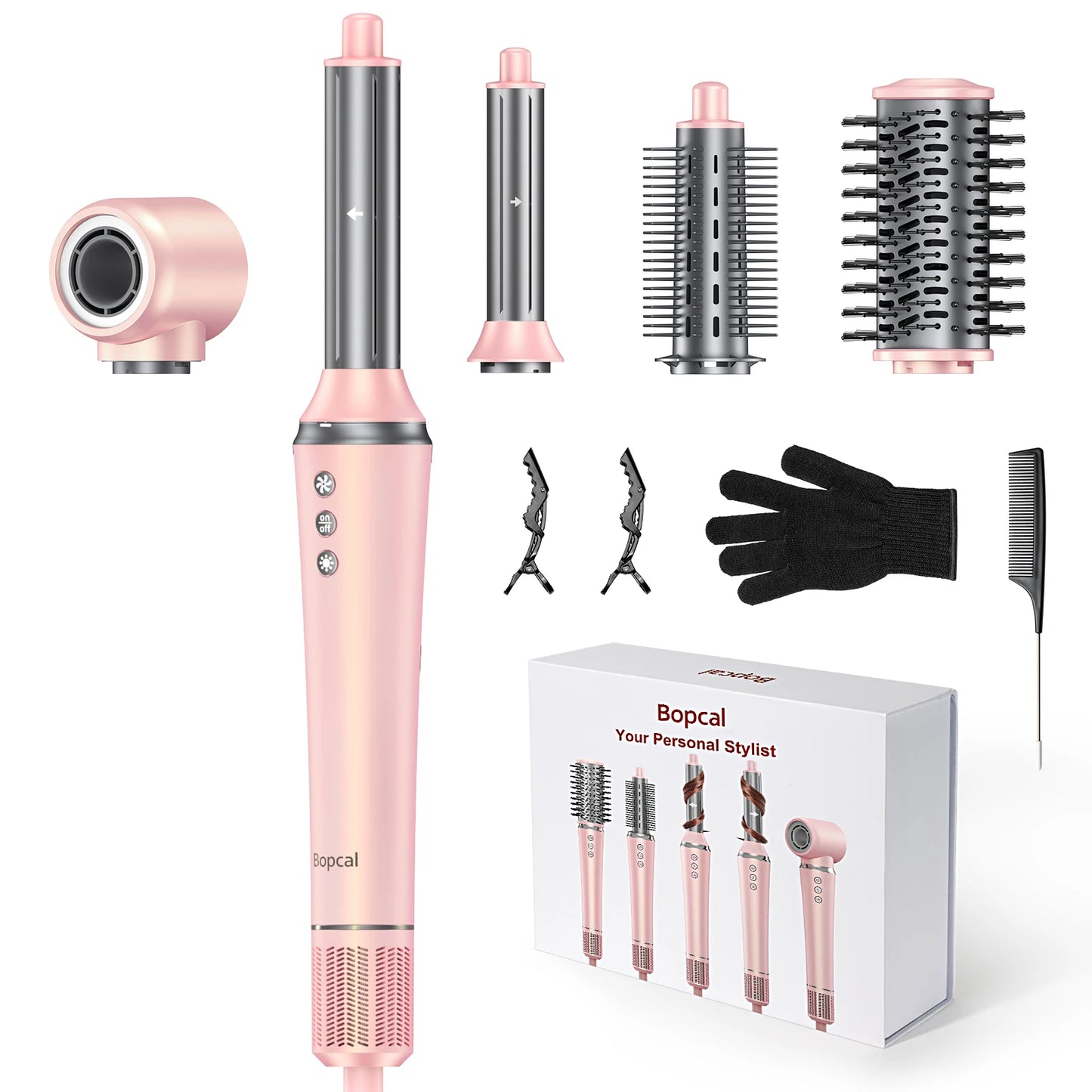 5-in-1 Hair Dryer & Styling Tool – Straightener, 32mm Curling Iron with 300 Million Negative Ions, Quick Drying Hair Care Gift