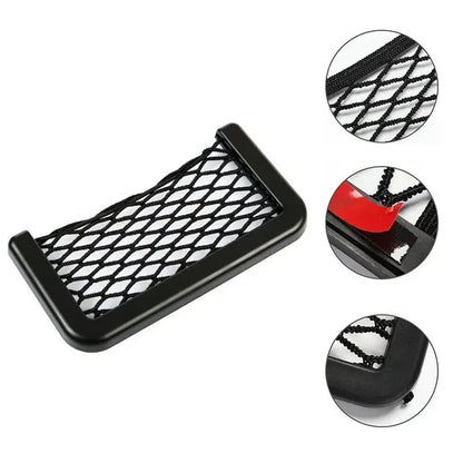 Car Seat Side Storage Bag - Elastic Mesh Pocket Organizer for Phone & Interior Accessories