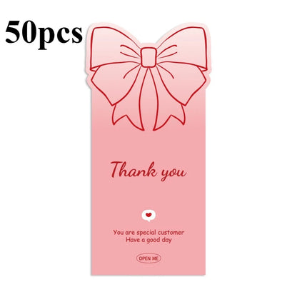 50pcs Pink Bowknot Thank You Stickers - Cute Rose Gift Box Sealing Labels for Decorative Packaging & Presents
