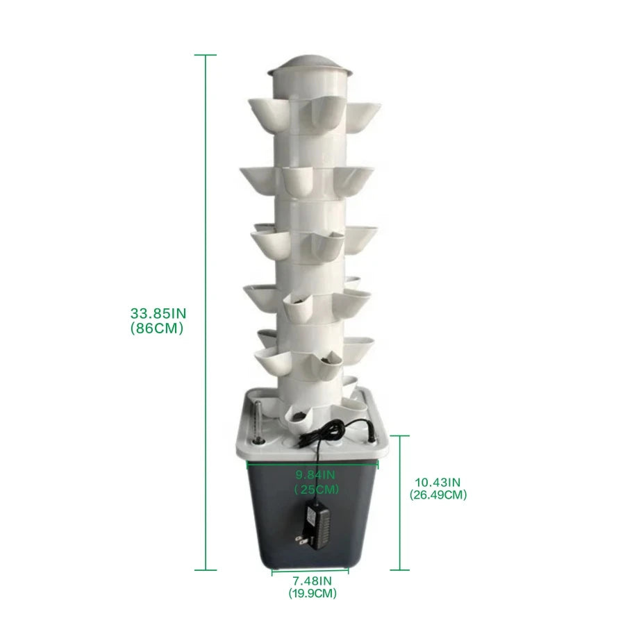 Hydroponic Growing System – Mini Indoor/Outdoor Herb Vertical Garden Tower, 6 Tiers, 30 Holes for Vegetables