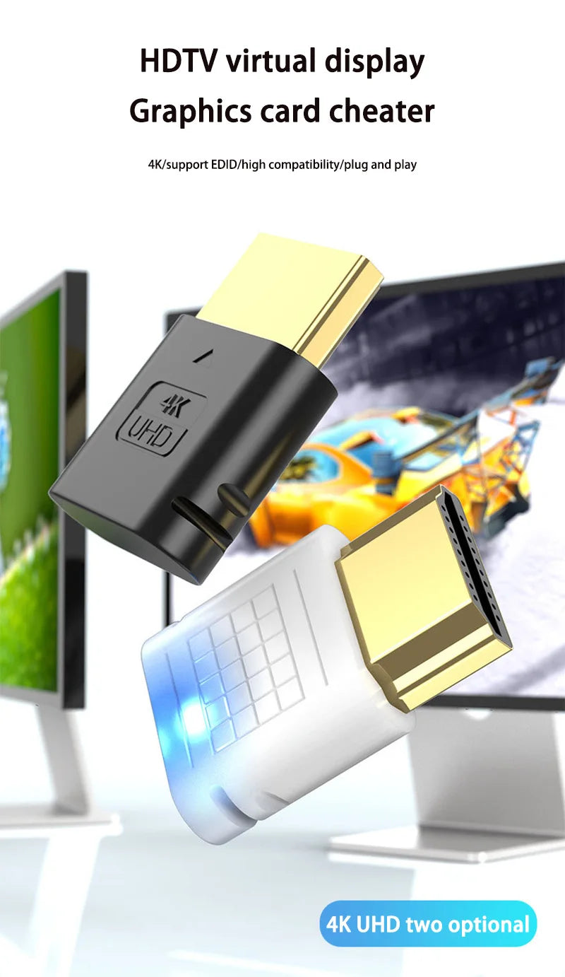 4K HDMI Virtual Display Adapter — High-Resolution Wireless Streaming Emulator & Dummy Plug
