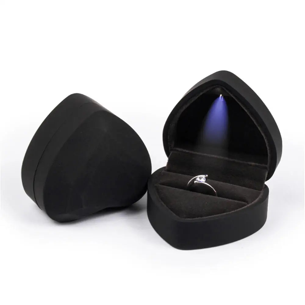 LED Jewelry Ring & Necklace Box — Luxury Velvet Display Case with Light for Engagement, Proposal & Wedding Gifts