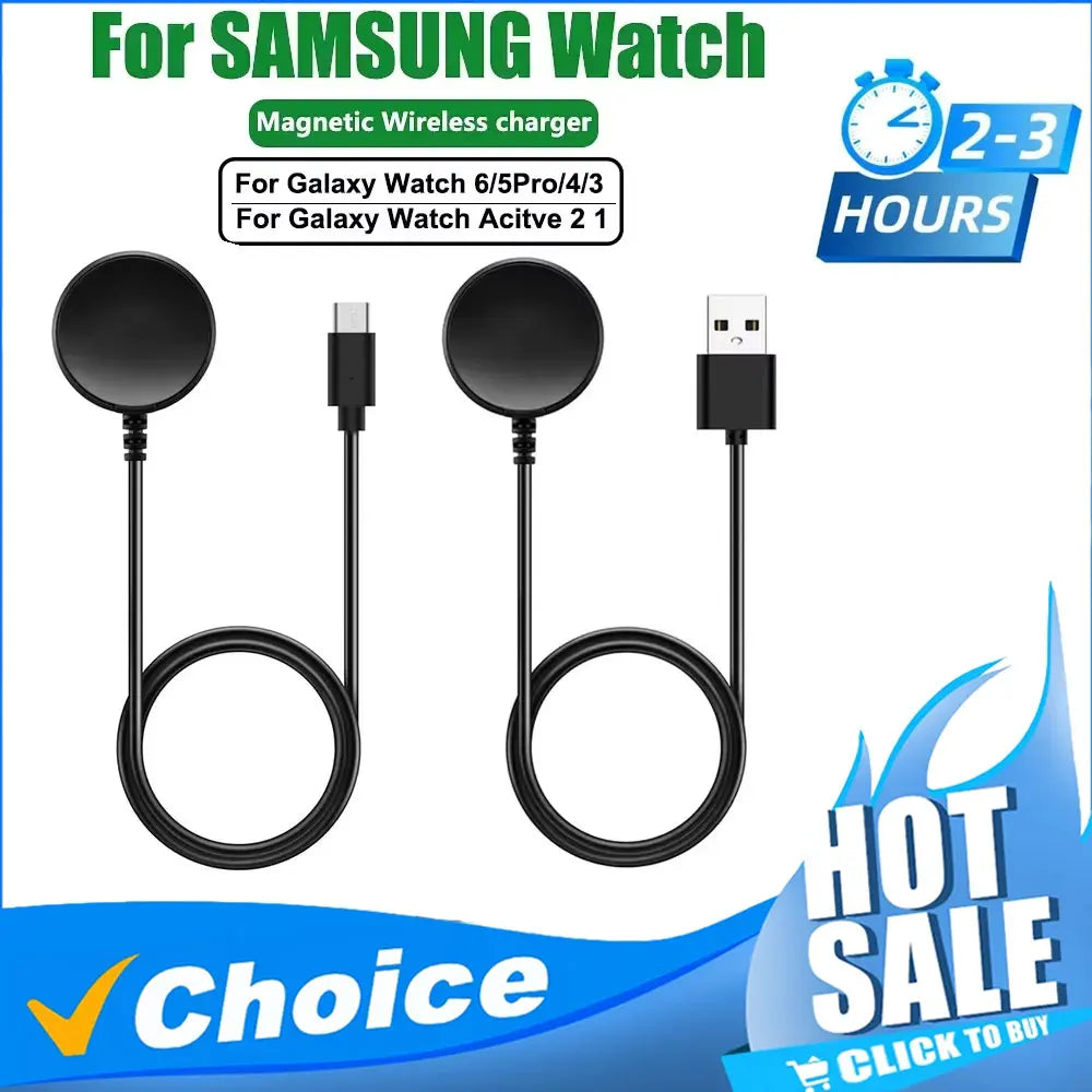 USB-C Samsung Galaxy Watch Charger - Replacement Charging Cable for Galaxy Watch 7, 6 Classic, 5 Pro, 5, 4 Classic, and 4