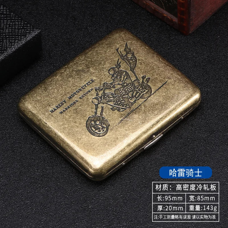 Retro Metal Cigarette Case - 20-Piece Capacity Vintage Bronze Tobacco Storage Holder