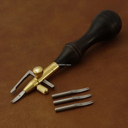 Adjustable Leather Grooving & Marking Tool – Multi-Function Cutter Head for DIY Leathercraft & Edge Carving