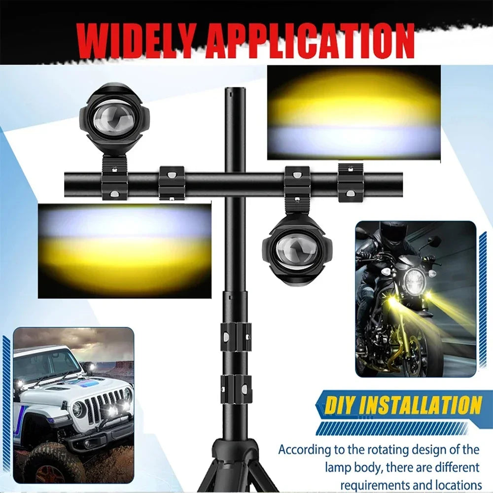 200W LED Motorcycle Spotlight – Fog & Auxiliary Headlights for Off-Road, UTV, Truck, 12V/24V