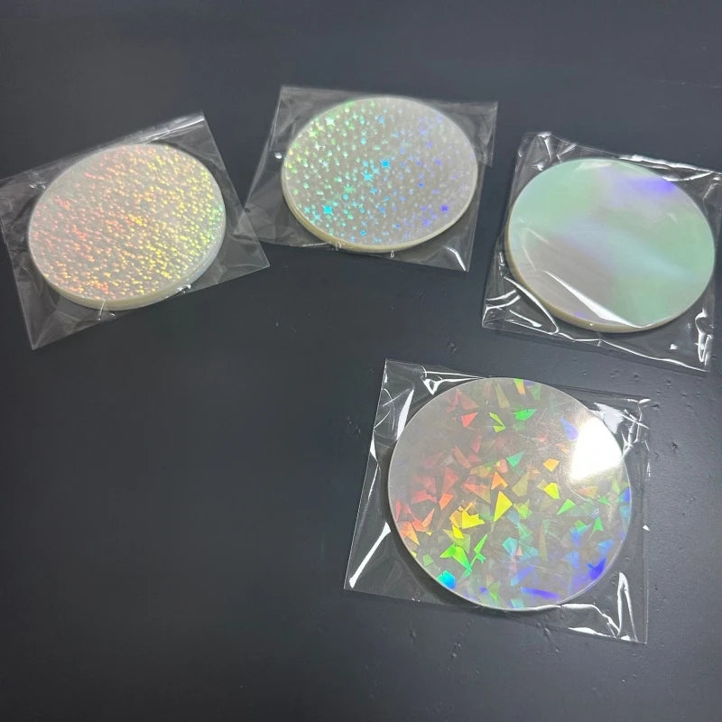 100PCS 58mm Transparent Badge Film Covers – Clear Laser Star Pattern Protective Sheets for Button Badge Maker