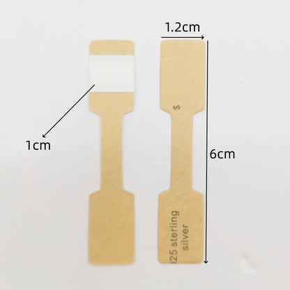 100PCS Multi-Style Ring Price Labels — White & Kraft Jewelry Tag Stickers 6×1.2cm