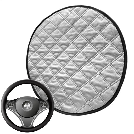 Car Steering Wheel Sun Cover 43cm – Aluminum Foil Folding Heat & UV Insulation Shield for Summer Interior Protection