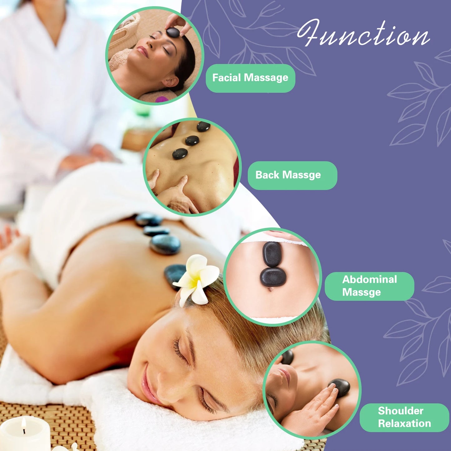 Adjustable Temperature Hot Stone Massage Set with Heater – Professional Spa Tool for Neck and Body Relaxation