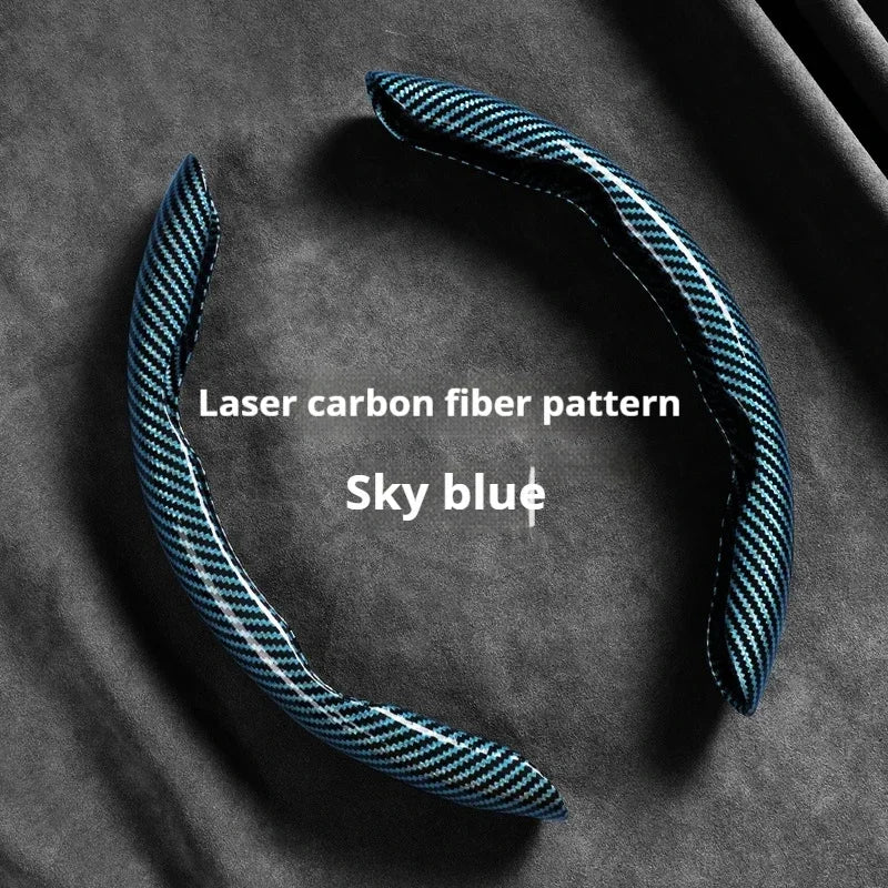 2-Piece Carbon Fiber Silicone Steering Wheel Cover — 38cm (15 Inch) Anti-Skid Car Accessory