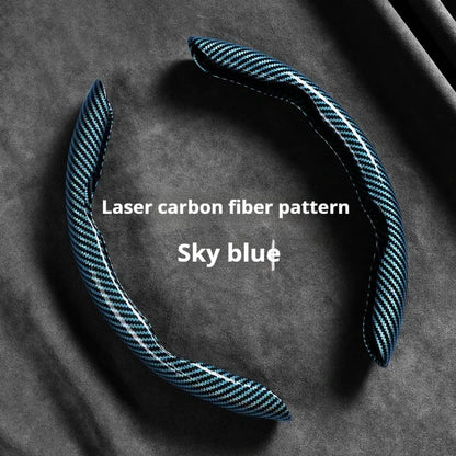 2-Piece Carbon Fiber Silicone Steering Wheel Cover — 38cm (15 Inch) Anti-Skid Car Accessory