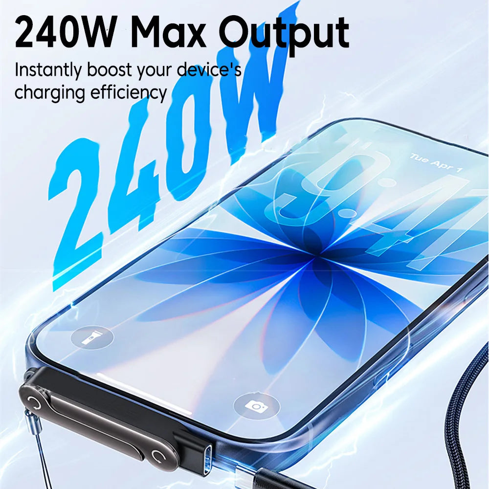 Type-C 240W Fast Charging Bracket Adapter – USB-C Male to USB-C Female OTG Converter with Foldable Holder (1/2/3PCS)