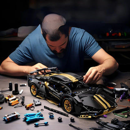 1:14 Technical Racing Sport Car Model Building Blocks – DIY Supercar Brick Puzzle for Adults & Kids, 1280+ Pieces