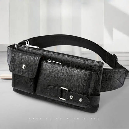 Fashion Leather Waist Bag Fanny Pack – Large Phone Belt Bag for Men & Women, Casual Outdoor Travel Crossbody Purse