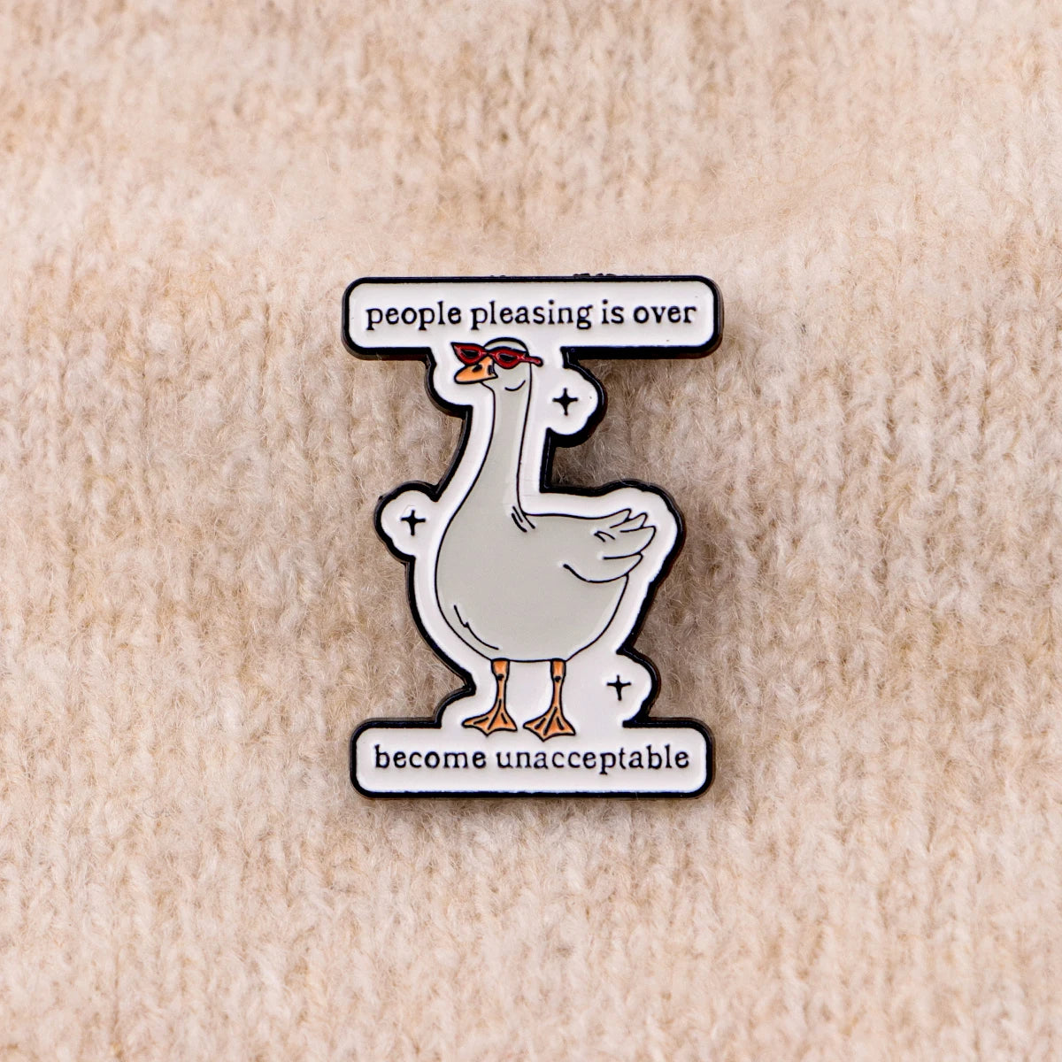 “People Pleasing Is Over” Goose Enamel Pin – Cute Lapel Brooch for Backpacks & Gifts