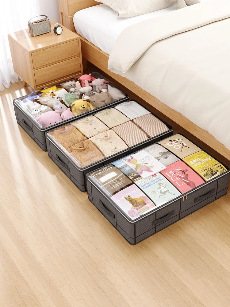 Heavy-Duty Under-Bed Storage Bag – Foldable Box with Large Transparent Window for Clothes, Bedding & Dorm