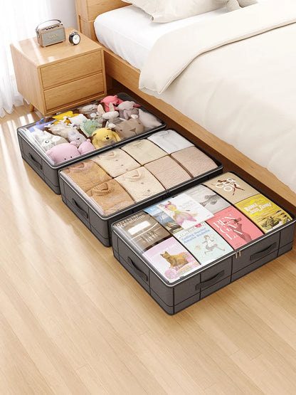 Heavy-Duty Under-Bed Storage Bag – Foldable Box with Large Transparent Window for Clothes, Bedding & Dorm