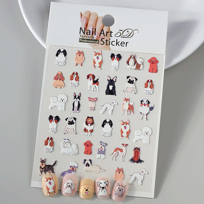 5D Macaron Nail Stickers - Embossed Flower, Fruit, Bear & Rabbit Charms for Summer DIY Manicure Decoration