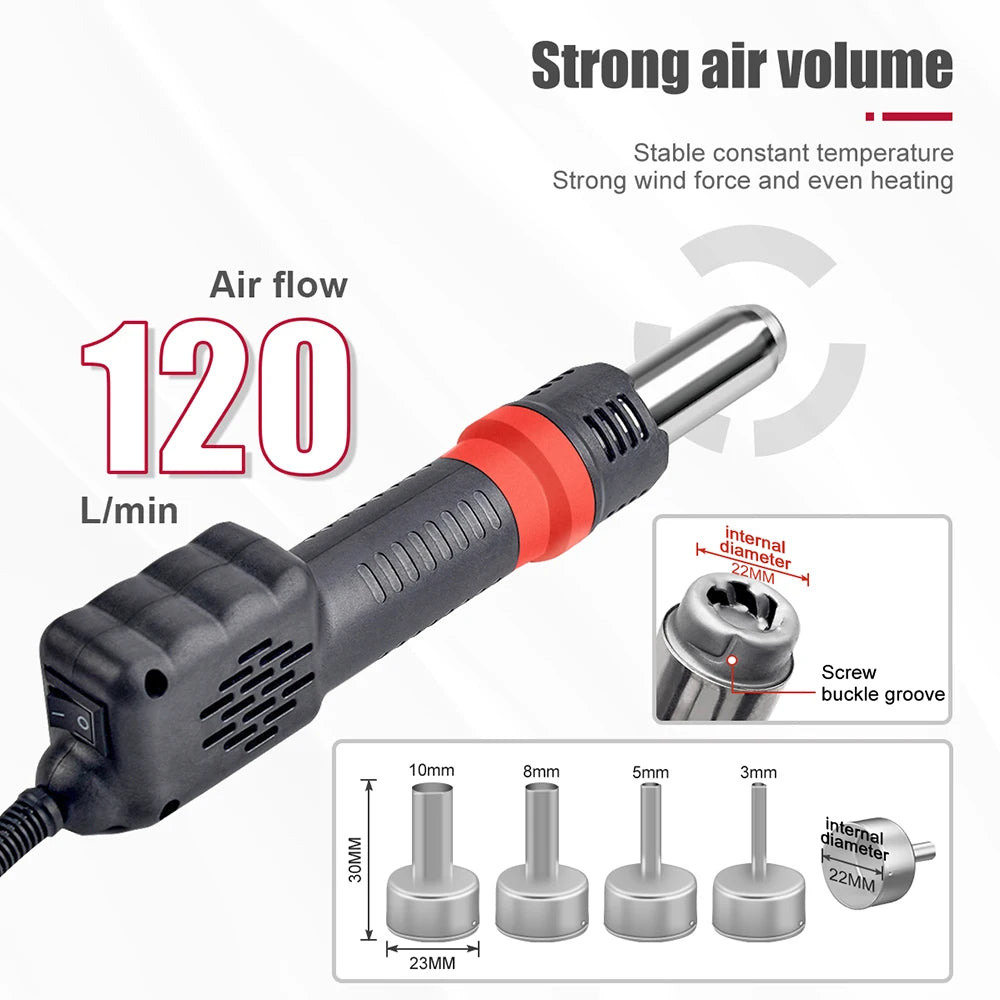 JCD Micro Hot Air Gun 8208 – 750W Soldering & Welding Rework Station, LCD Display All-in-One Heat Gun for BGA & IC Soldering