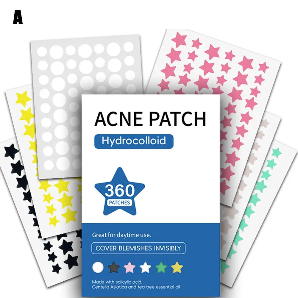 360PCS Colorful Invisible Pimple Removal Hydrocolloid Patches – Anti-Acne Spot Concealer Beauty Repair Stickers