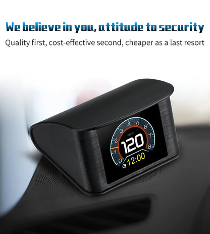 P10 Pro Head-Up Display – On-Board OBD2 Computer with Digital Speedometer, Mileage, Temperature & Driving Data Gauge