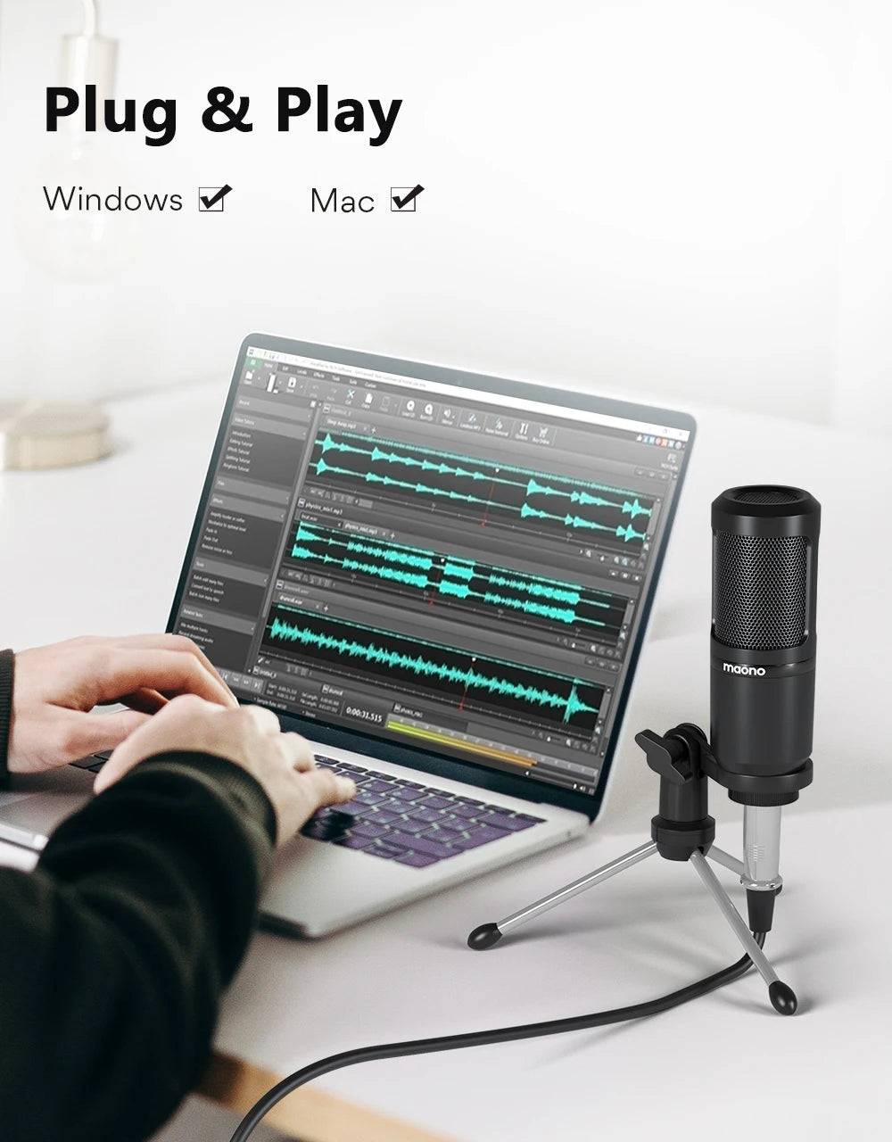 Maono PM360TR Condenser Podcast Microphone – 3.5mm Mic for Computer, Laptop, Phone, Sound Card, YouTube, Gaming & Recording