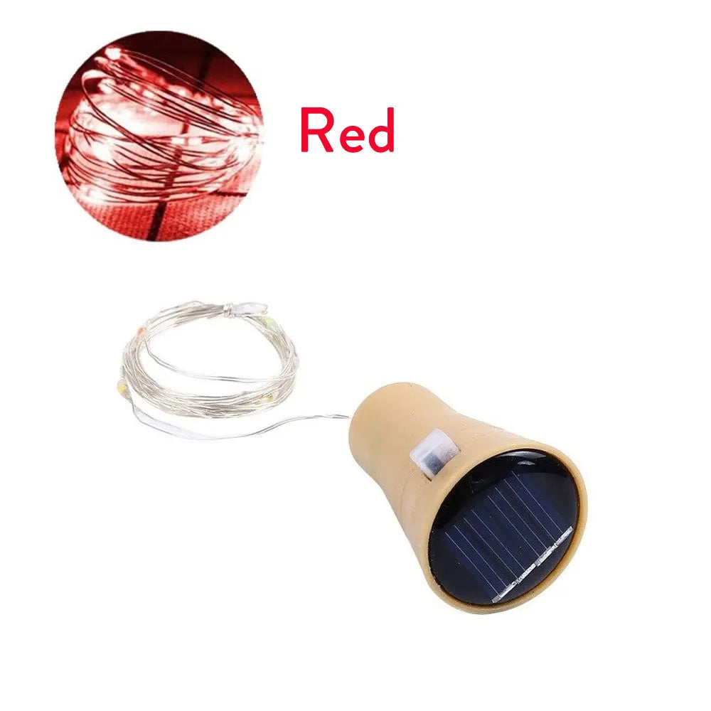 Solar Wine Bottle Lights – 10LED/15LED/20LED Cork Shape Fairy Lights, Copper Wire Garland for Christmas & Home Room Decoration