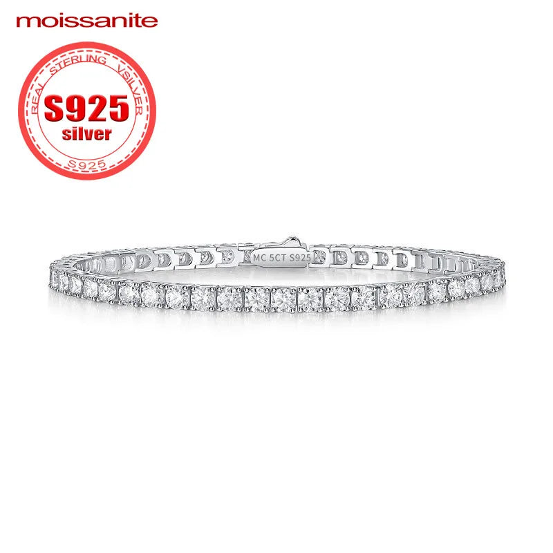 Sterling Silver 925 Moissanite Tennis Bracelet – 0.3CT Full Row Sparkling Moissanite Jewelry