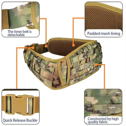 Yakeda MOLLE Pockets & Pouches – Tactical Hunting Waist Security Belt with Padded Patrol Support