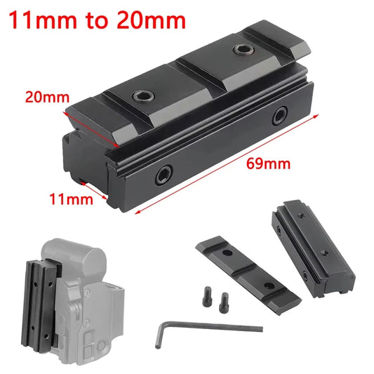 Tactical Scope Riser Mount - 11mm to 20mm Picatinny Rail Adapter for Rifle Optics