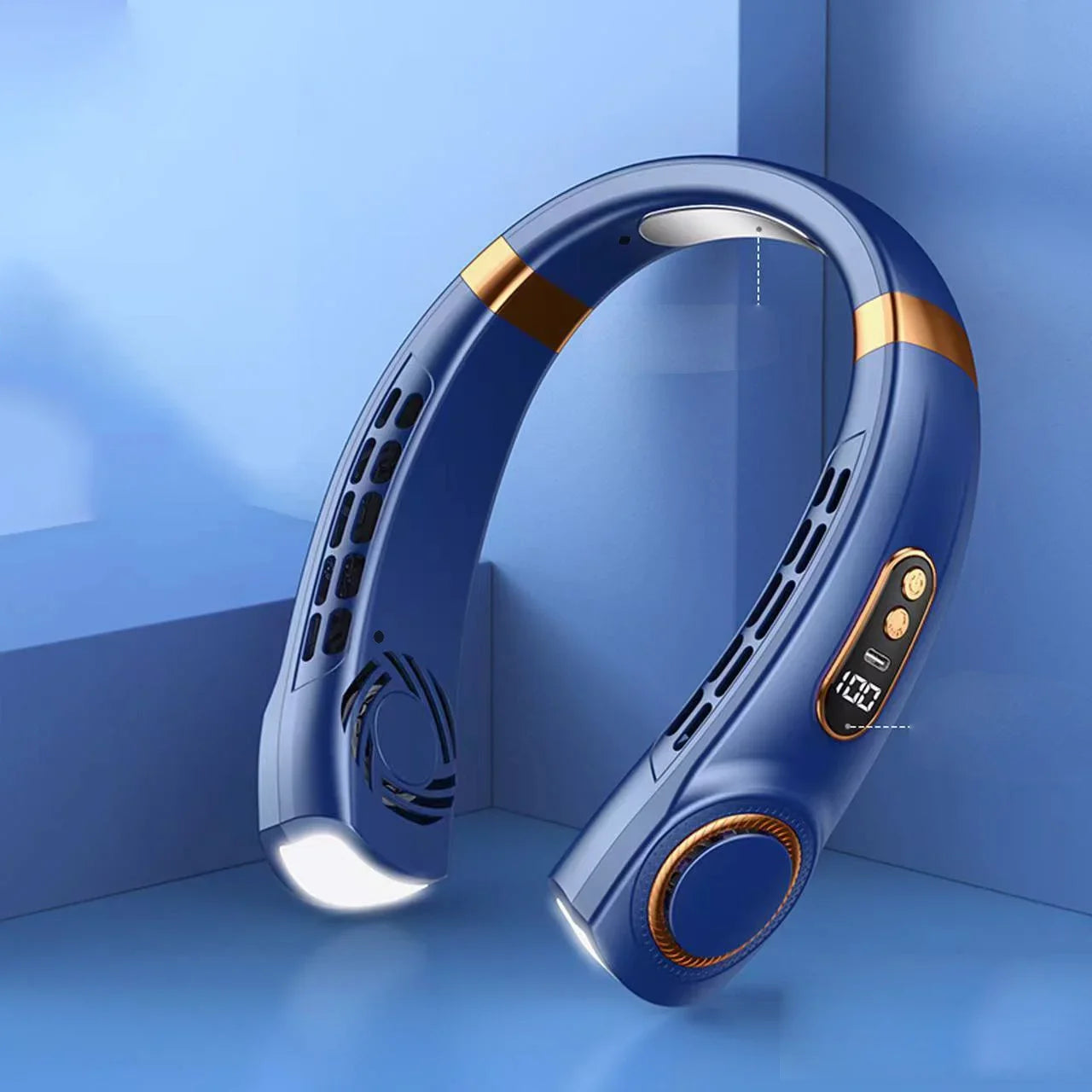 Portable Neck Fan - Hands Free Bladeless Personal Cooling Fan with LED, 4 Cooling Plates & 4000mAh Rechargeable Battery