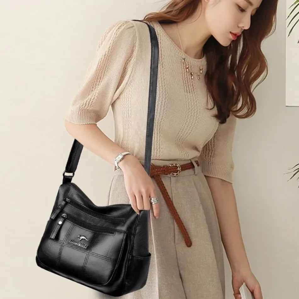 Luxury Women’s Leather Handbag – Large Capacity Shoulder & Crossbody Designer Bag