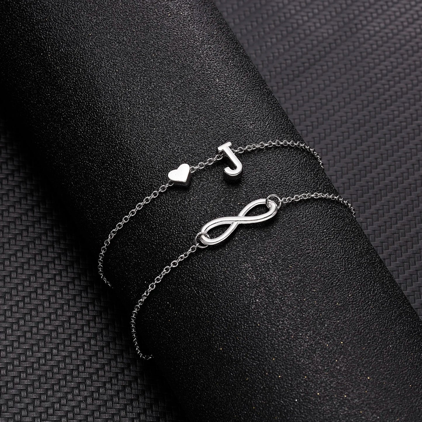 Bohemia A-Z Letter Initial Anklet for Women - Silver Heart Initial Anklet Bracelet, Beach Party & Travel Foot Jewelry