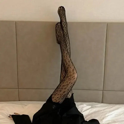 Vintage Gothic Sheer Pantyhose – Sexy Black Leopard Print Transparent Tights for Women