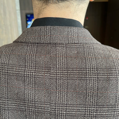 Men’s British Korean Plaid Three-Piece Suit – Stylish Business Casual Set with Blazer, Vest & Trousers
