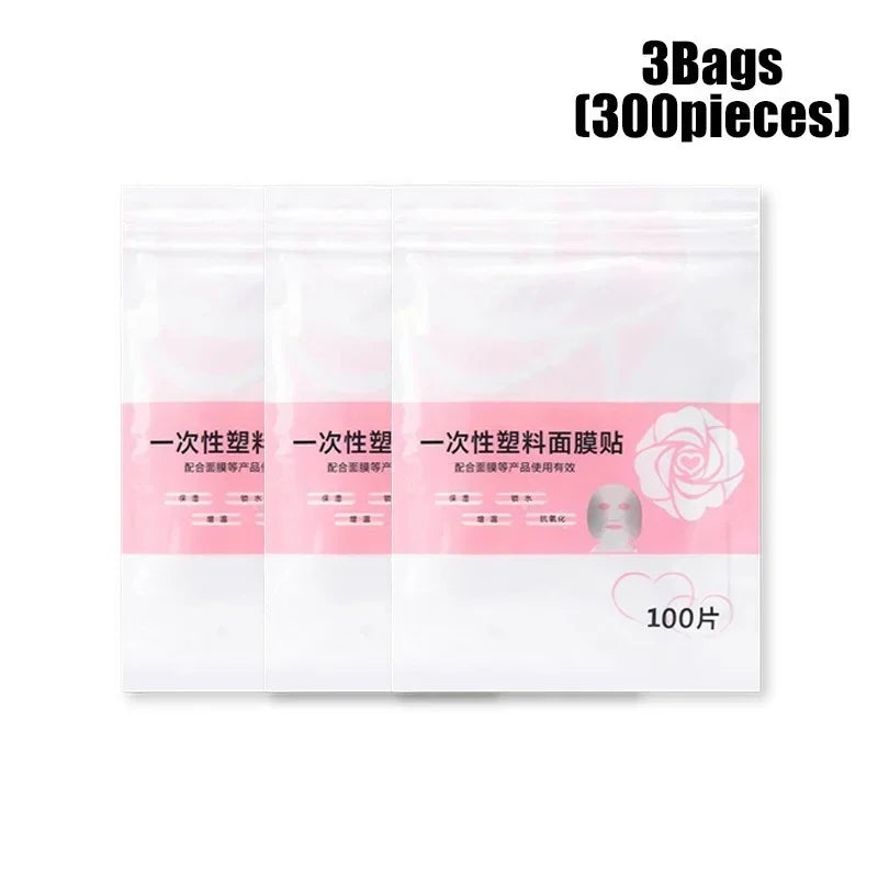 Disposable Full Face & Neck Beauty Wraps - 100/500pcs Transparent Plastic Film Mask Covers