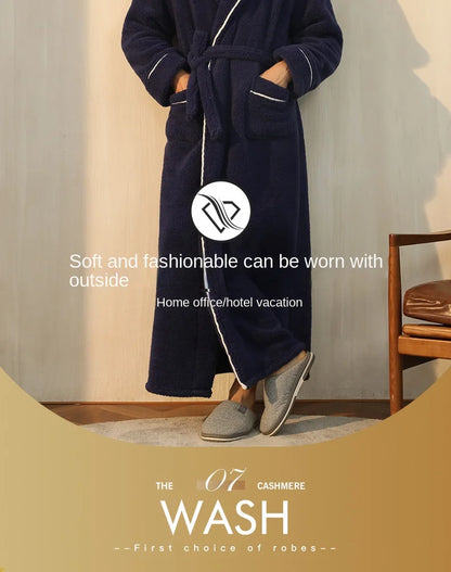2025 Autumn Winter Cotton Robe – Thick Comfortable Large-Size Bathrobe for Men & Women, Luxury Couple Pajamas