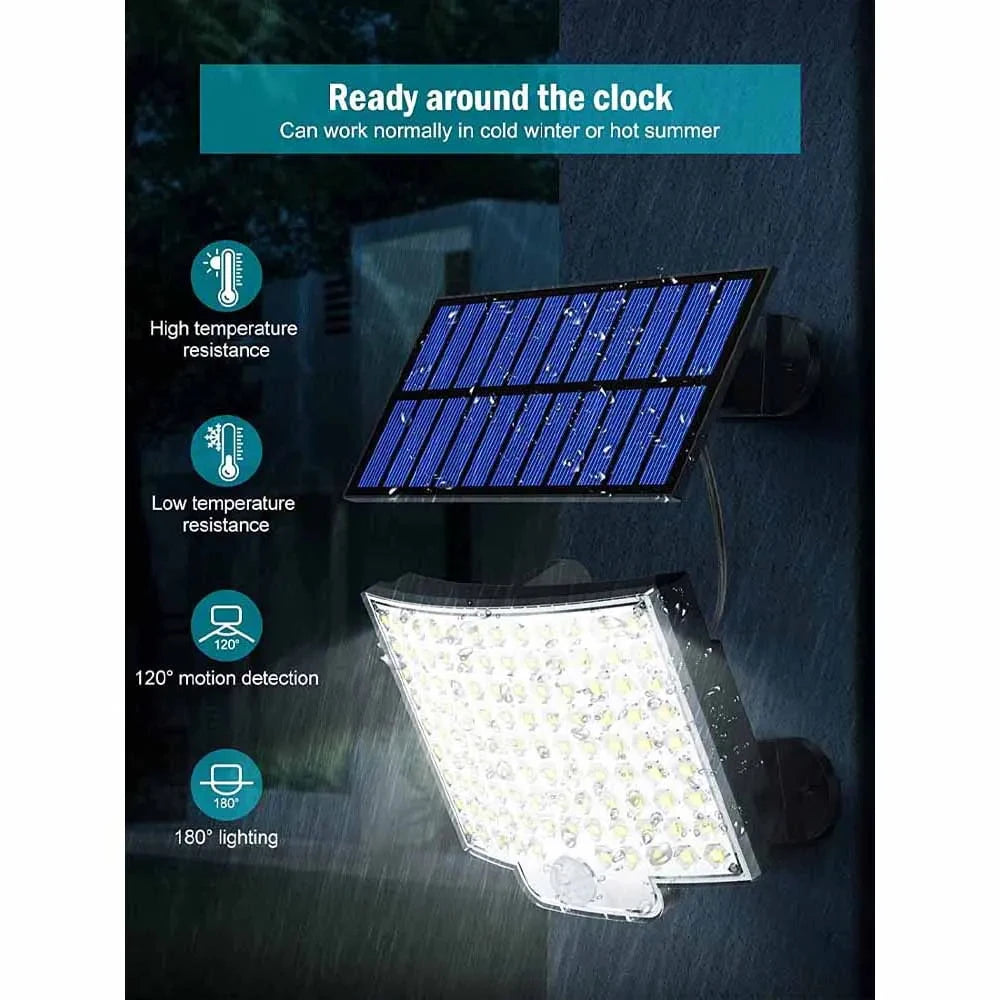 106LED Solar Light with Motion Sensor - Waterproof Outdoor Floodlight with Remote Control | 3 Modes for Patio, Garage, Backyard