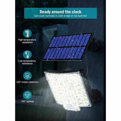 106LED Solar Light with Motion Sensor - Waterproof Outdoor Floodlight with Remote Control | 3 Modes for Patio, Garage, Backyard