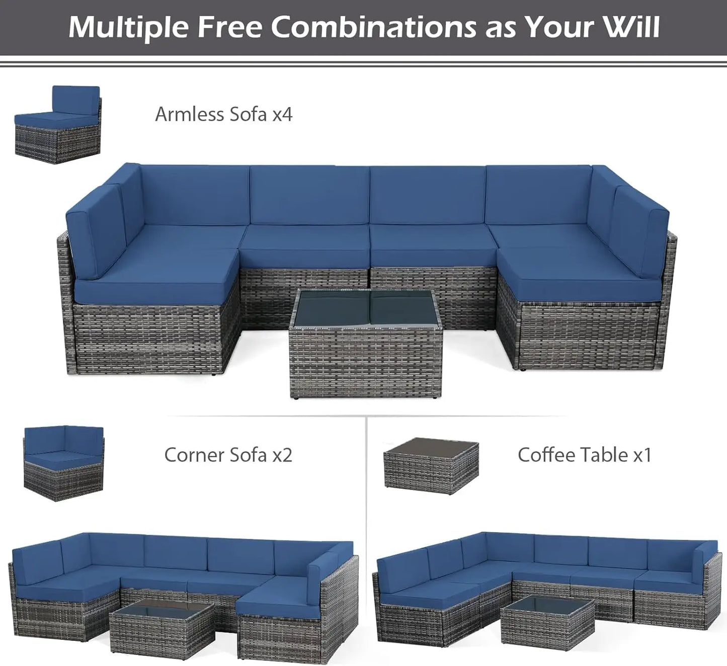 Outdoor Sectional Chair Set – Weather-Resistant Patio Furniture for Garden, Deck, or Backyard