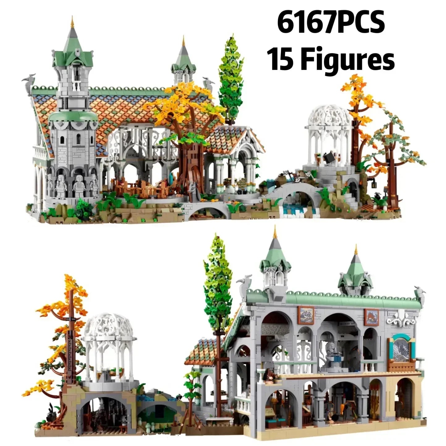 Rivendell Street View Building Blocks Set - 6167pcs Film Series Model, Compatible with 10316 Style Bricks, Ideal Gift for Kids