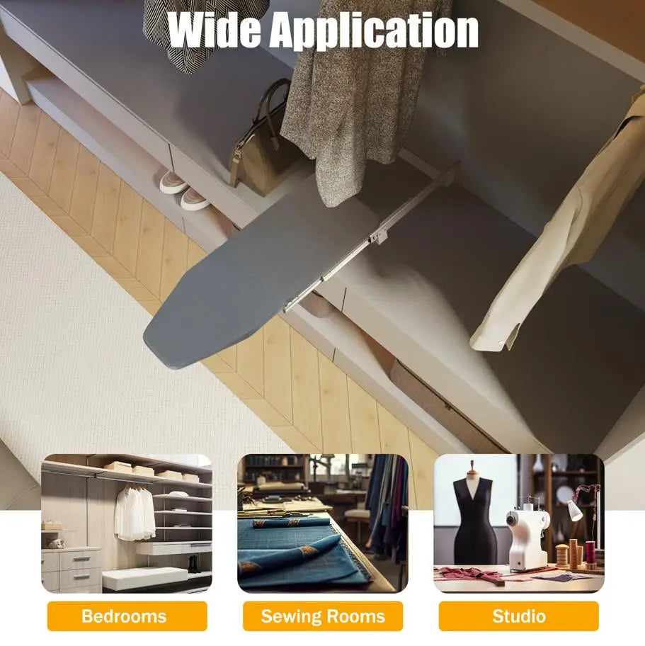 Foldable Cabinet-Mount Ironing Board | Sturdy Metal Frame 80x29.5cm Gray