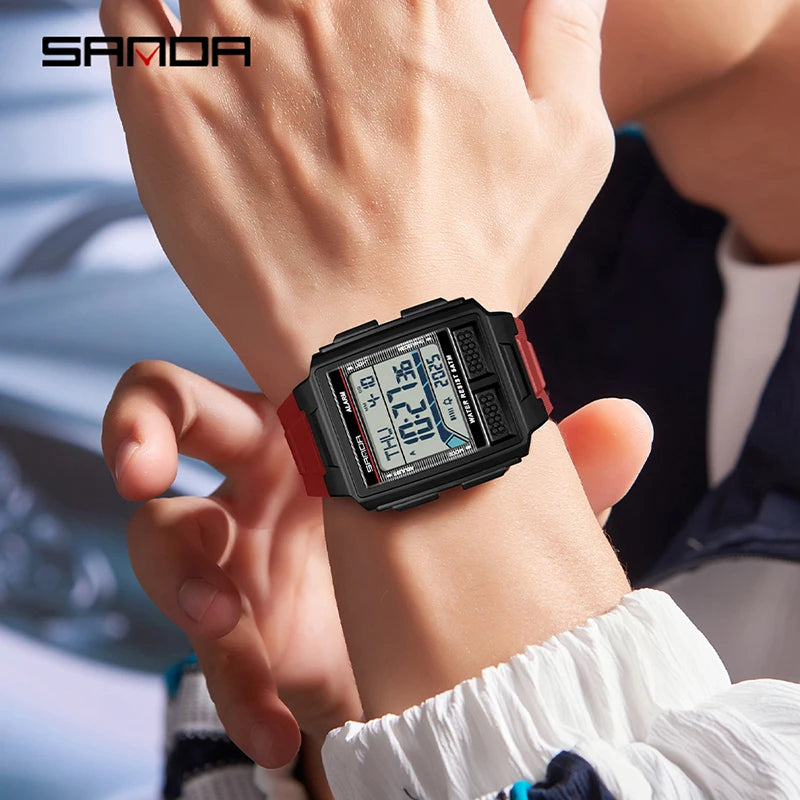 SANDA 2212 Men’s Digital Sports Watch - Multifunction Alarm, Luminous, Waterproof & Shockproof Wristwatch