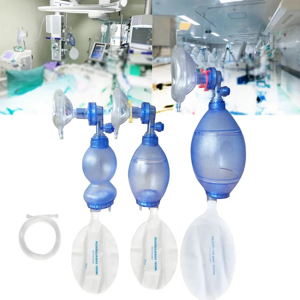 PVC Self-Help Respirator Training Bag Valve Mask – Adult, Child & Infant AED Training Tool with Carry Case