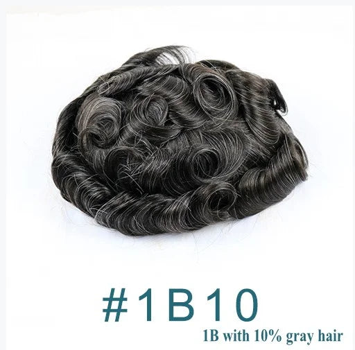 Men's Human Hair Toupee - 0.1mm Thin PU Base Undetectable Durable Hair System