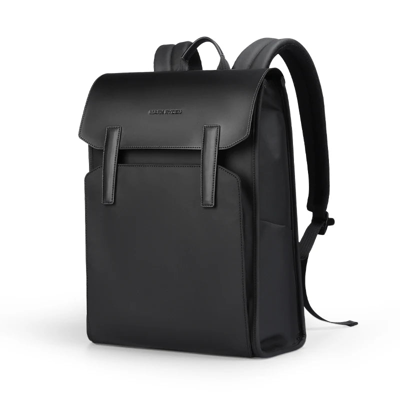 Mark Ryden Classic Business Black Leather Backpack – 15.6" Laptop, Waterproof, School & Work Bag for Men