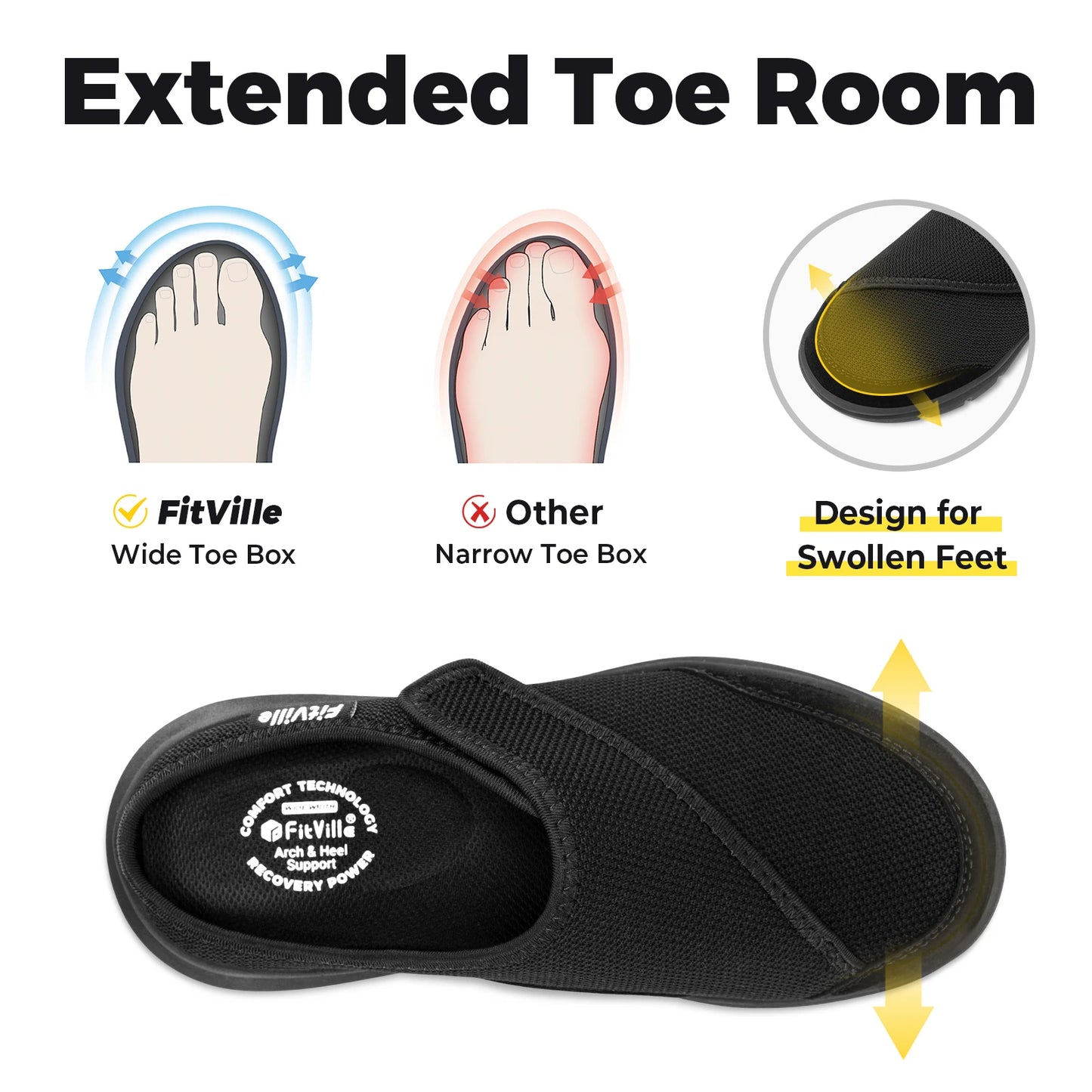 FitVille Women’s Orthopedic Wide Fleece-Lined Slippers, Arch Support Recovery Clogs Comfortable Slip-On Footwear for Daily Wear